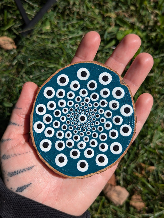 HAND PAINTED WOOD CUT MANDALA