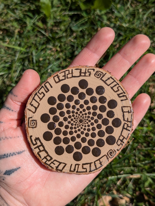 HAND PAINTED WOOD CUT MANDALA