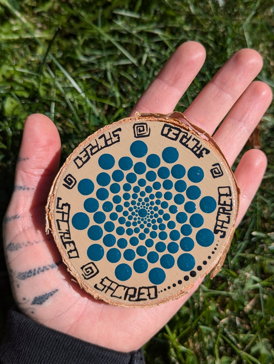 HAND PAINTED WOOD CUT MANDALA