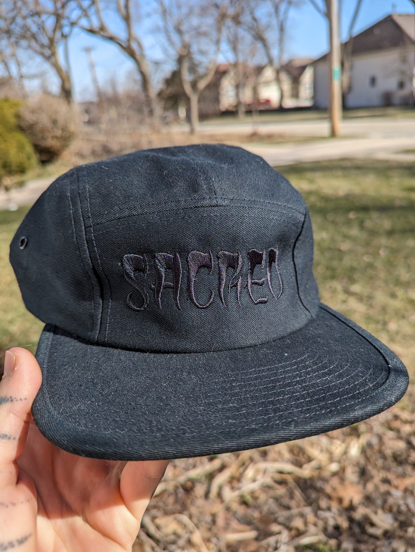 Sacred 5 Panel Hat - Black